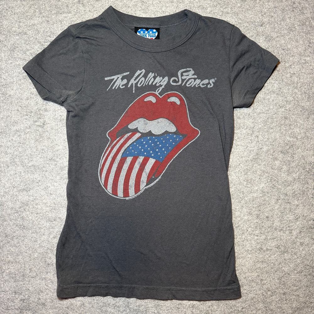 Junk Food Women S T-Shirt Small Band Graphic Distressed Gray